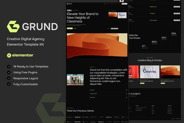 Grund - Creative Digital Agency Elementor Template Kit