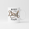 Best Dad Ever mug with stylish leopard print text design.